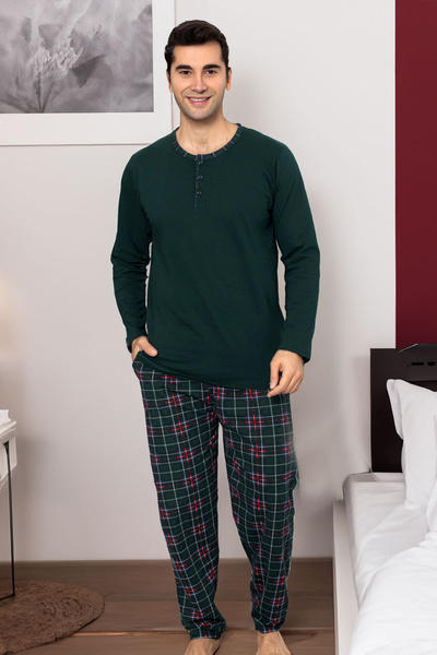 Royalfashion Men's Cotton Pyjamas in Checkered Pattern