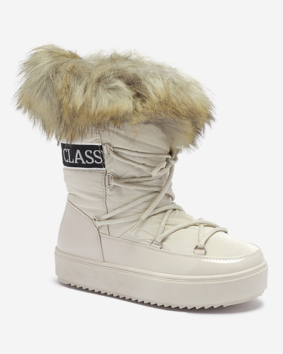 Bēšas krāsas sieviešu sniega zābaki ar kažokādu Lilitsa- Footwear