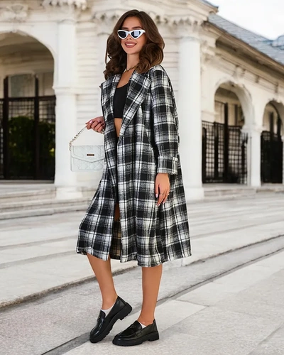 Royalfashion Women's checkered coat