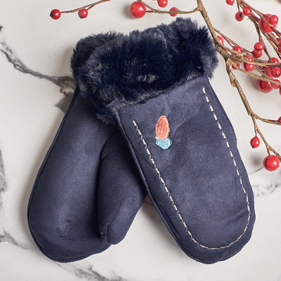 Темно-синие детские варежки