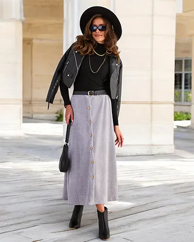 Royalfashion Women's midi skirt with decorative buttons