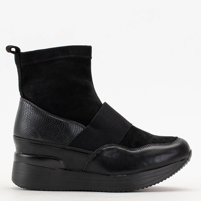 Black women's slip-on boots with embossing Keleda - Footwear