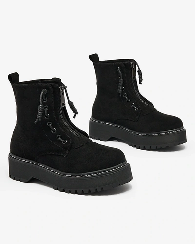 Royalfashion Black women's boots on thicker sole Kastolla