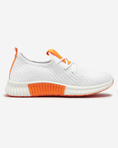 White women's sports shoes with orange inserts Kedeti - Footwear