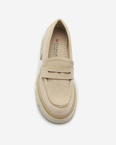 Eco suede beige moccasins for women Zirraf-Footwear