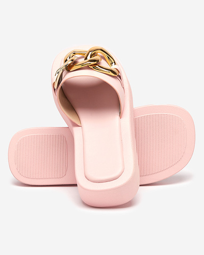 Women's pink slippers with a gold chain Reteris - Footwear