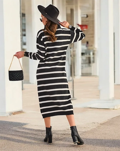 Royalfashion Women's long striped sweater dress