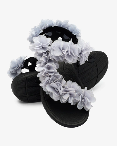 Royalfashion Grey women's sandals with flowers Alferroy