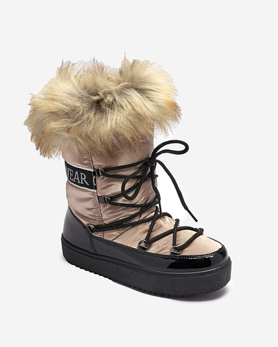 Women's lacquered snow boots in gold-pink color Fursav- Footwear