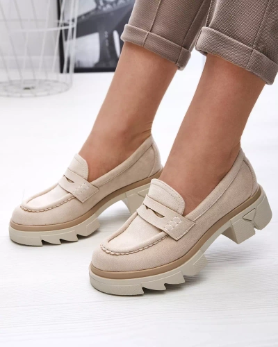 Eco suede beige moccasins for women Zirraf-Footwear