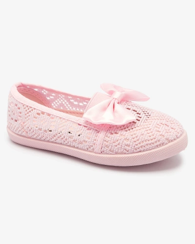 Girls' bow sneakers in light pink Lolisa - Footwear