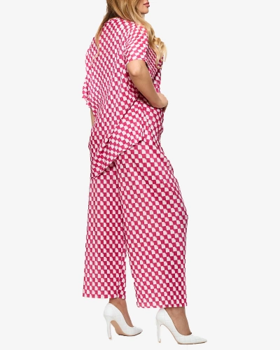 Fuchsia women's pleated patterned set - Clothing