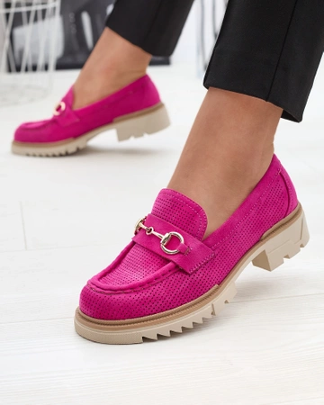 Fuchsia openwork women's moccasins with chain Imerila - Footwear