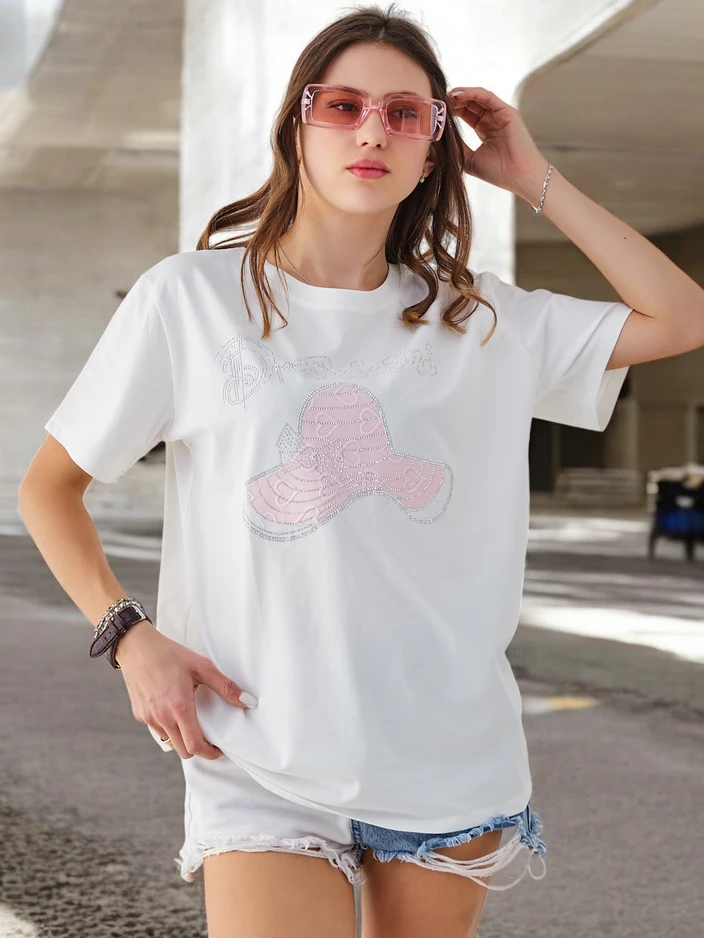 Royalfashion Sieviešu kokvilnas blūze ar drukātu