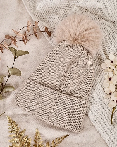 Royalfashion Women's winter hat with pompom