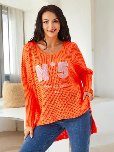 Royalfashion Acrylic women's knitted sweater with inscriptions