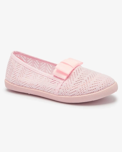 Girls' bow sneakers in light pink Lolisa - Footwear