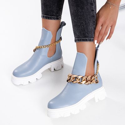 Blue women's boots with chain Tenkay - Footwear
