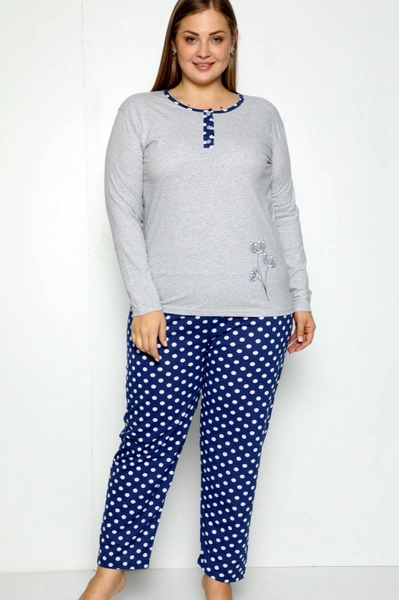 Royalfashion Women's Cotton 2-Piece Polka Dot Pajamas PLUS SIZE