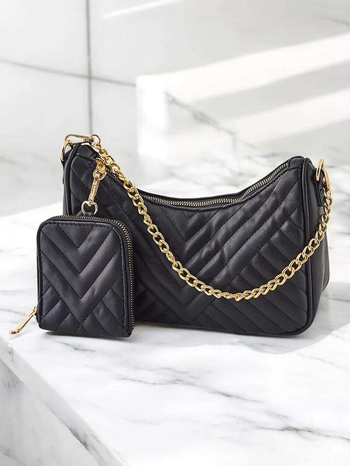 Royalfashion Maza sieviešu quilted rokassoma ar maku