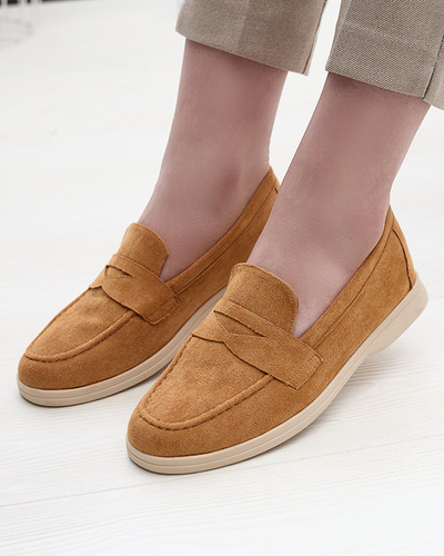 Women's eco-suede moccasins in camel color Daffer- Footwear