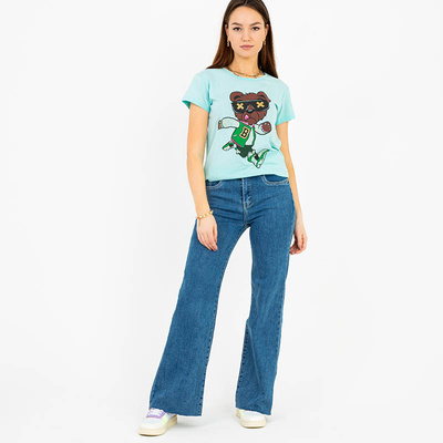 Ladies Mint Printed T-Shirt - Clothing