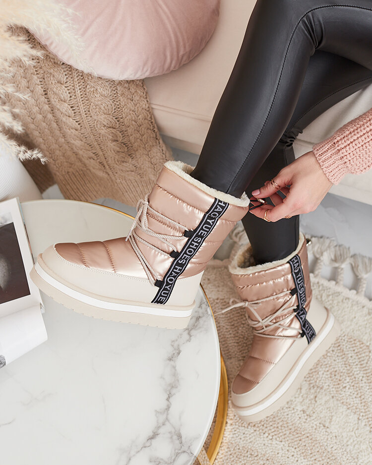 Royalfashion Pink and beige Gepanden women's snow boots