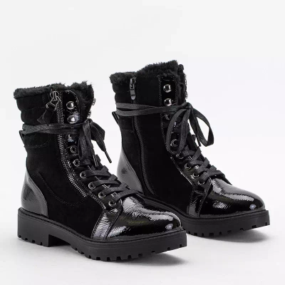 OUTLET Black women's boots partially lacquered Ginoko - Footwear