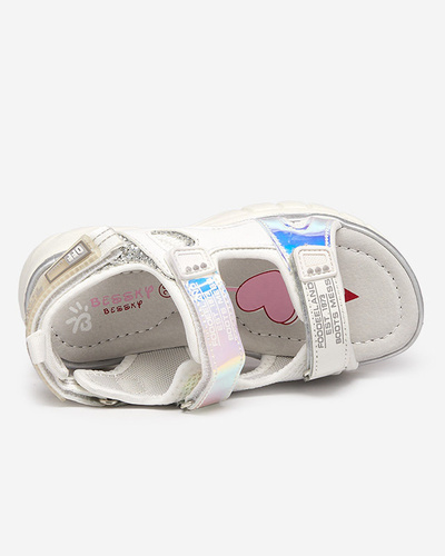 White and silver children's sandals with colorful inserts Murino - Footwear