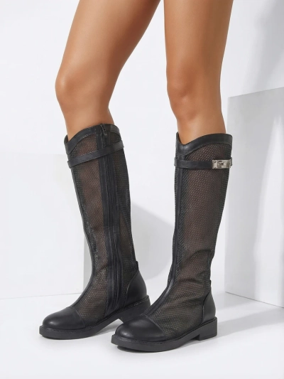 Royalfashion Augstas perforētas sieviešu potīšu zābaki Ovittole