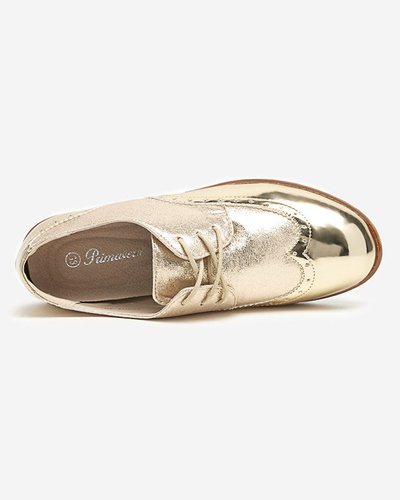 Gold women's shoes with glittery silver retinis inserts - Footwear