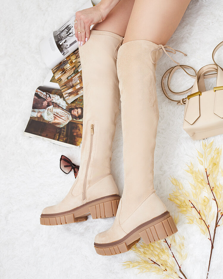 Royalfashion Sieviešu zābaki pāri ceļgaliem Staroll