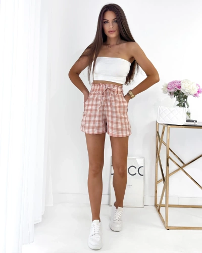 Royalfashion Pink checkered women's short shorts