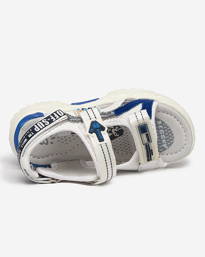 Children's white and navy blue sandals fastened with Ceteris Velcro - Shoes