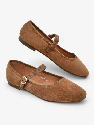 Royalfashion Women's eco-suede ballet flats with strap Ernie