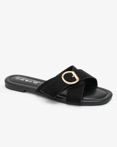 Royalfashion Black women's flip-flops with embossing Koceva