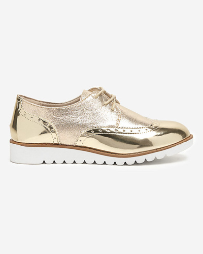 Gold women's shoes with glittery silver retinis inserts - Footwear