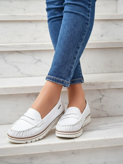 White Eleganza Moccasins from the Spring Collection