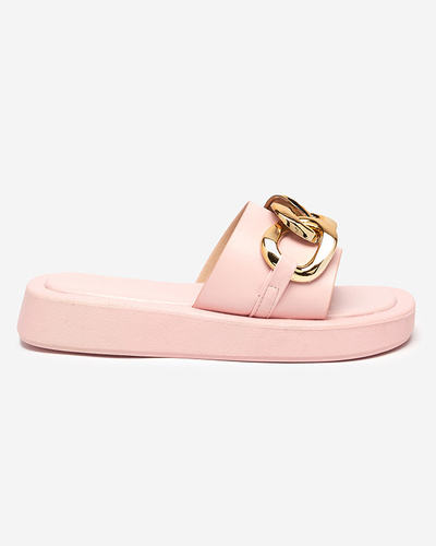 Women's pink slippers with a gold chain Reteris - Footwear