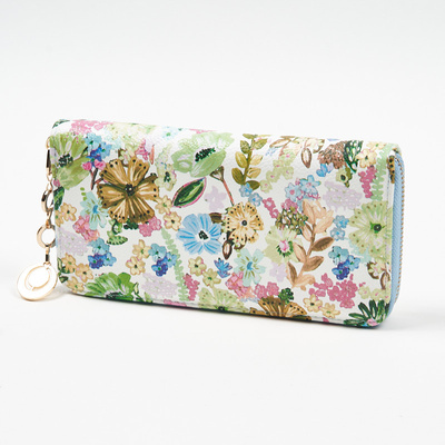 Large white women's floral wallet - Accessories