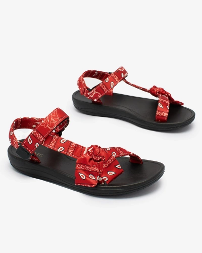 Royalfashion Red women's sandals with bow Oyall