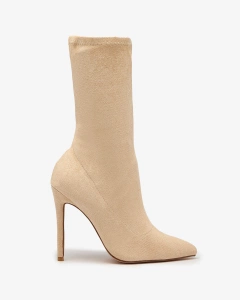 Royalfashion Beige Sieviešu luksusa stiletto zābaki