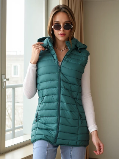 Royalfashion Women's sleeveless jacket with detachable hood