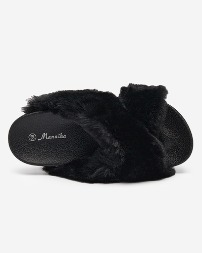 Slippers with fur in black Mashte - Footwear