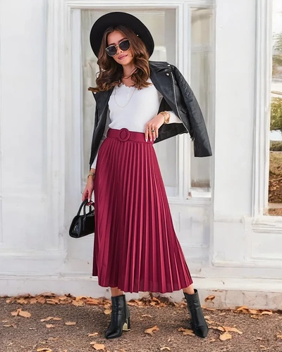 Royalfashion Pleated women's midi skirt