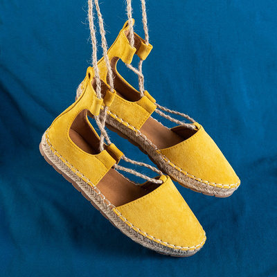 Yellow women's tied espadrilles Lasoria - Footwear