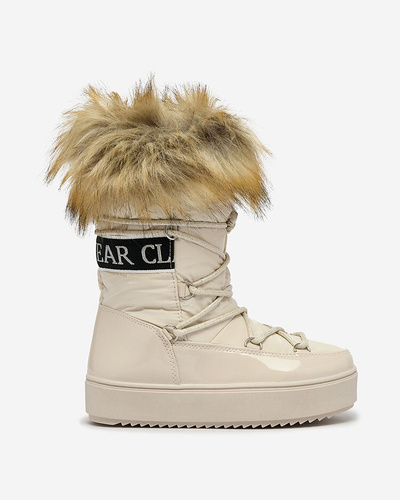 Royalfashion Детские ботинки-слипы a'la snow boots with fur in beige Asika