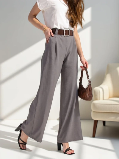 Royalfashion Wide women's pants with belt