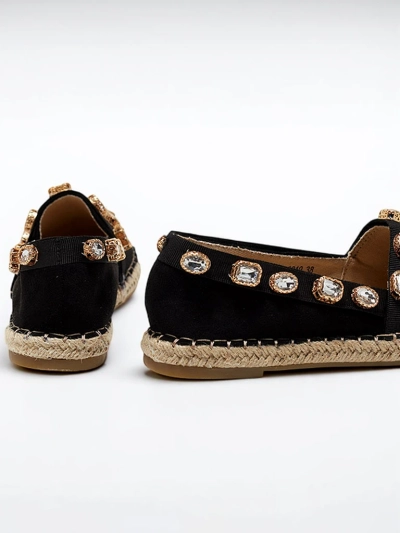 Black women's espadrilles with Wamba crystals - Footwear