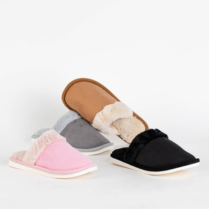 Black furry women's slippers Poppie - Footwear